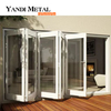 Puerta plegable de acordeón de aluminio con doble acristalamiento exterior, puerta de patio plegable doble de vidrio