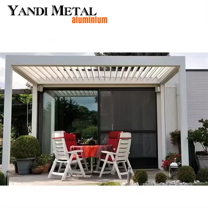 4*6 jardín exterior ocio bioclimático mirador ajustable techo de persiana Pérgola de aluminio eléctrica Pérgola de aluminio impermeable