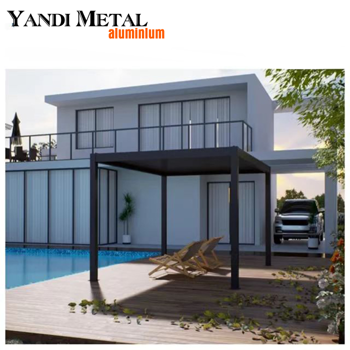 3×4 4×6 4×4 3×6 4×8 6×8 Perfil de extrusión de aluminio bioclimático pabellón exterior de pérgola abierta resistente a la intemperie