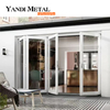 Puerta plegable de acordeón de aluminio con doble acristalamiento exterior, puerta de patio plegable doble de vidrio
