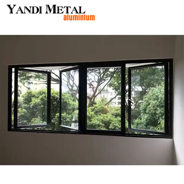 Ventana abatible vertical de balcón de aluminio con doble acristalamiento directo de fábrica de estilo moderno