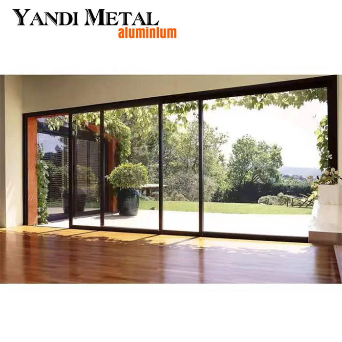 Puerta de perfil de aluminio endurecido insonorizada de nuevo diseño moderno al por mayor de aluminio Yandi
