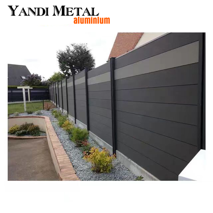 Gran oferta de puerta de jardín de aluminio para casa, granja, decorada con valla de aluminio de madera