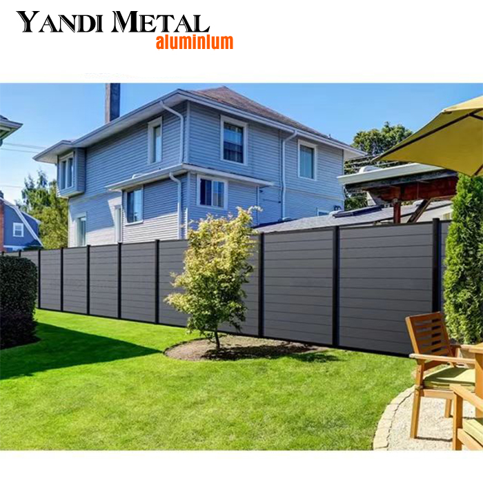 Valla decorativa de plástico y madera extruida de alta calidad para jardín, pared exterior, valla de riel de aluminio resistente a la corrosión