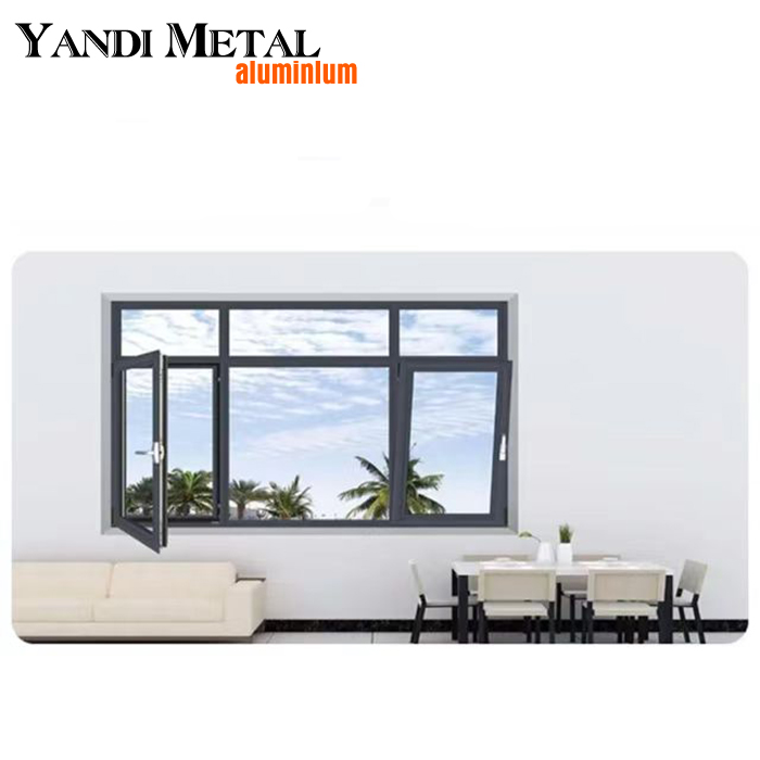 Ventana de aislamiento de aluminio con doble acristalamiento, diseño profesional, venta directa de fábrica Yandi
