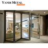 Puertas plegables de aluminio con recubrimiento en polvo, grandes, modernas, al por mayor, con doble acristalamiento
