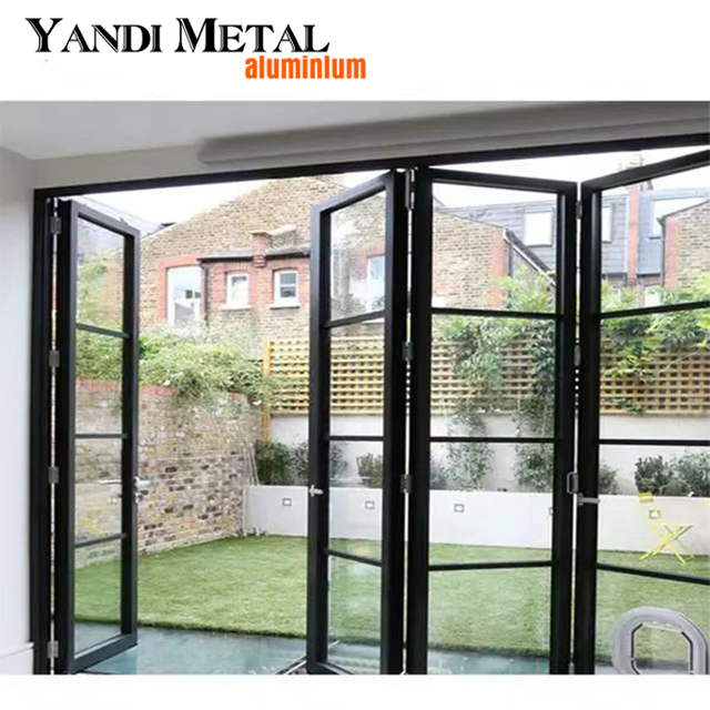 Puertas exteriores de aluminio plegables en acordeón con doble acristalamiento puertas plegables dobles