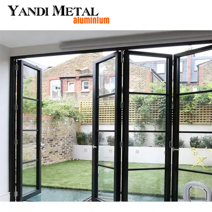 Puertas exteriores de aluminio plegables en acordeón con doble acristalamiento puertas plegables dobles
