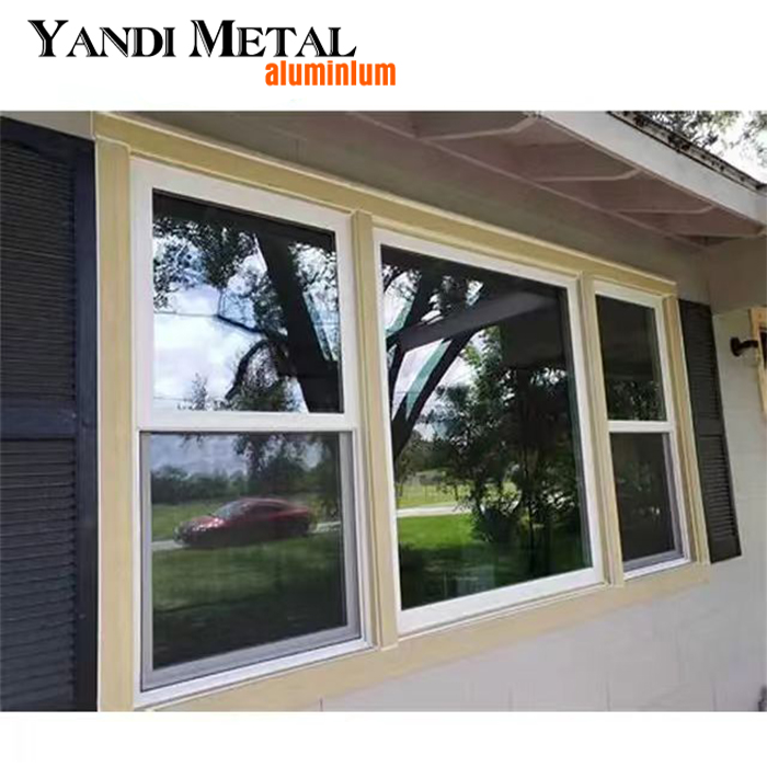 Nuevo diseño, marco de aluminio, doble vidrio, ventana de apertura interior, vidrio de seguridad, ventana corrediza de aluminio