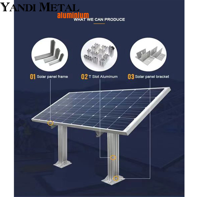 Perfiles de ángulo de soporte con recubrimiento en polvo Módulo fotovoltaico 6005 Proveedor de marco de panel solar de aluminio con corte, doblado y punzonado