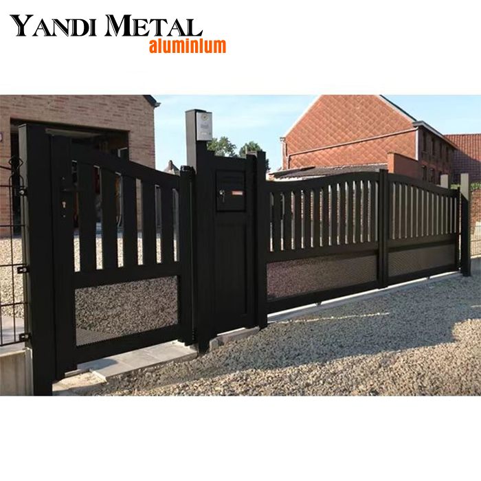Valla de poste de aluminio de moda, la última puerta abatible industrial, puerta de aluminio automática