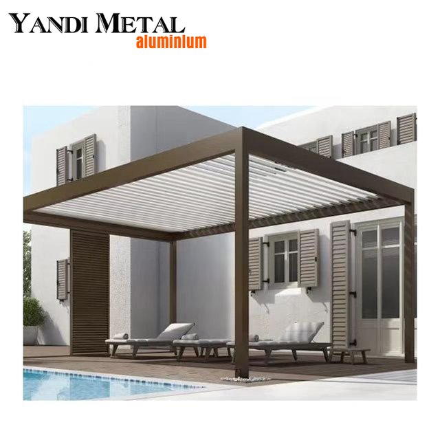 Sistema Exterior Jardín Patio terraza Actividad de cubierta Pabellón orientable eléctrico impermeable Lamas bioclimáticas Pérgola de aluminio