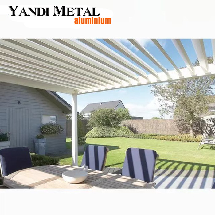 Patio eléctrico de aluminio impermeable con pérgola Gazebo de jardín exterior Persianas Pérgola de aluminio