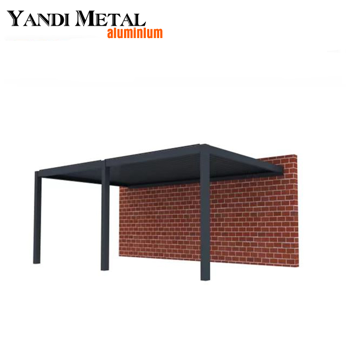 Pérgola de aluminio Yandi, pérgola de aluminio para colgar en la pared de jardín exterior, pérgola eléctrica manual personalizada, perfil de aluminio