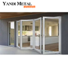 Puertas plegables de aluminio con recubrimiento en polvo, grandes, modernas, al por mayor, con doble acristalamiento