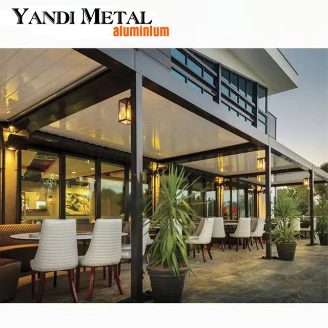 Toldo de jardín de diseño moderno de 3m*4m*4m, techo eléctrico para patio, pérgola eléctrica con persianas de aluminio