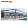 Gazebo al aire libre ajustable de aluminio de lujo para jardín, pérgola de vidrio con persianas de aluminio eléctricas modernas personalizadas