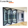 Puerta de aluminio de nuevo diseño, marco de aluminio plegable, puerta delantera plegable doble de vidrio interior moderno