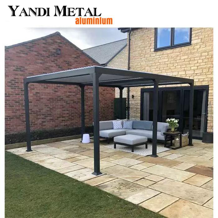 Pérgola eléctrica del metal del edificio del jardín del pabellón de aluminio de la prenda impermeable al aire libre eléctrica de la sombrilla