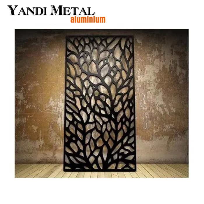 Panel de pantalla de metal perforado para privacidad de jardín de metal de aluminio cortado con láser decorativo para exteriores