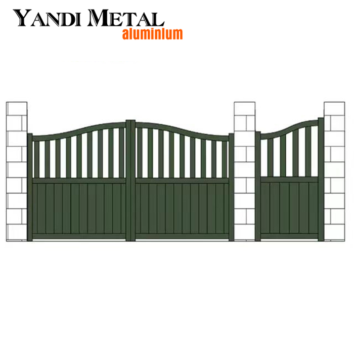 Puerta giratoria de aluminio Diseño de puerta de soldadura de aluminio y metal soldado para entrada Puerta giratoria automática Puerta corredera doble eléctrica