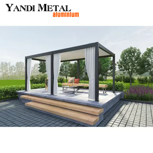 Nueva pérgola de aluminio para exteriores, persianas eléctricas impermeables, pérgola Yandi factory
