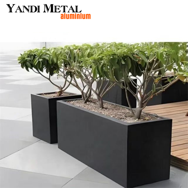 Jardinera Jardinera moderna de aluminio Jardinera rectangular grande personalizada para exteriores con recubrimiento en polvo