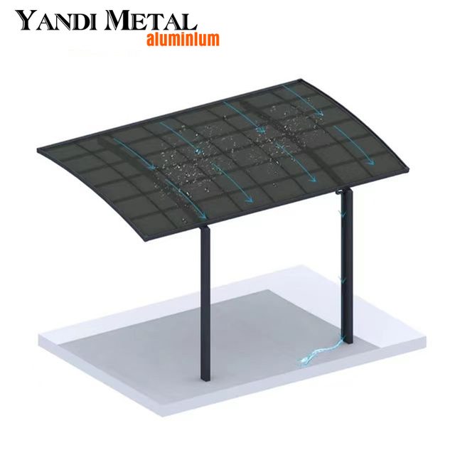Cobertizo de metal Cobertizo personalizado Sistema de estacionamiento Cobertizo de aleación de aluminio Marquesina doble para garaje Cobertizo de aluminio de policarbonato