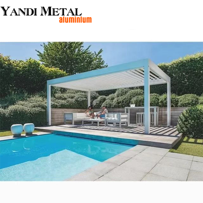 Gazebo de aluminio de alta calidad para techo de persiana con recubrimiento en polvo, gazebo de aluminio para jardín
