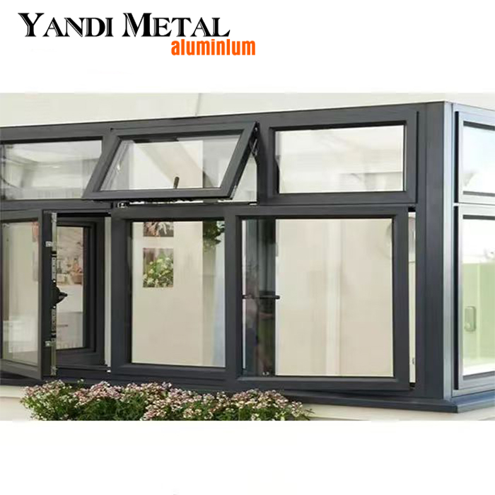 Ventanas grandes de aluminio con doble acristalamiento para exteriores, ventanas abatibles verticales personalizadas con triple acristalamiento