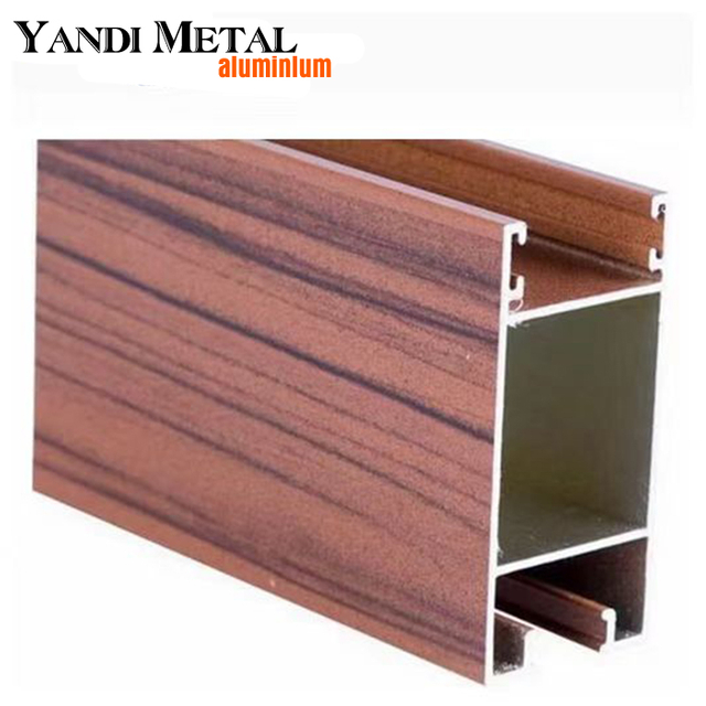 Suministro de perfiles extruidos de aluminio de vidrio Fram personalizados 6061 6063 de color madera de gran venta