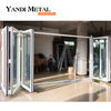 Puerta plegable de acordeón de aluminio con doble acristalamiento exterior, puerta de patio plegable doble de vidrio