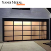 Puerta de garaje de vidrio de aluminio automática transparente con panel compuesto elevado moderno