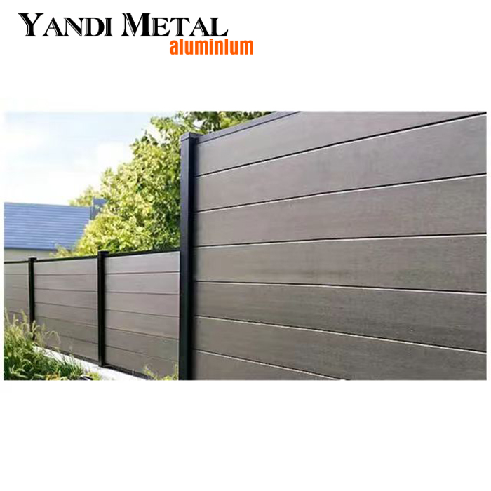 Valla decorativa de calidad para jardín, patio, casa, privacidad parcial o total, postes de aluminio, paneles de valla de listones WPC