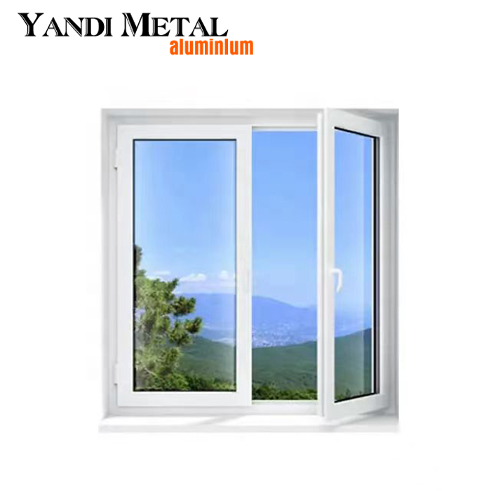 Nueva ventana caliente, marco de ventana de aluminio, ventana abatible para el hogar, ventana de aluminio de doble vidrio con empuje y tracción