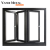 Ventana de aleación de aluminio de vidrio templado barata, tres capas de perfil de aluminio de ventana plegable de vidrio