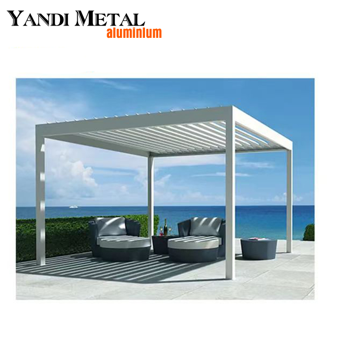 Popular pérgola de aluminio blanco para exteriores, pérgola de ocio para patio, villa, contraventanas, pérgola doble de hoja de aluminio