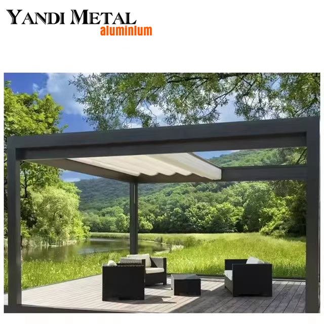 Cenador con mando a distancia Cenador exterior Cenador bioclimático de aluminio para jardín con toldo