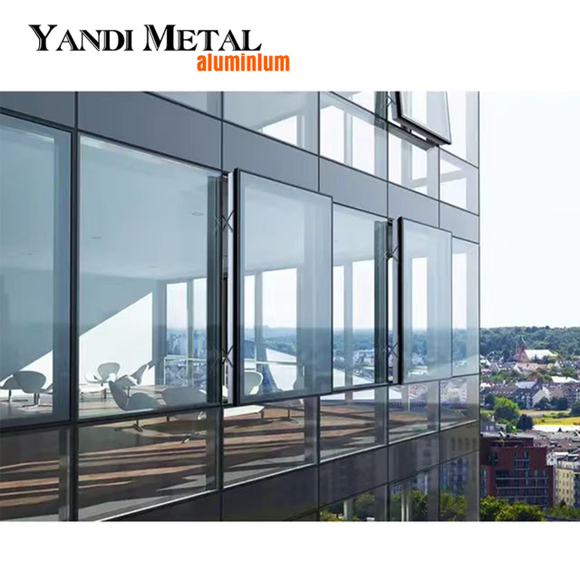 Muro cortina Ventana operable marco de aluminio fijo ventana corrediza de vidrio interior muro cortina de aluminio