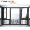 Ventanas de vidrio de aleación de aluminio antirrobo modernas, apertura interior de doble acristalamiento y ventanas abatibles invertidas