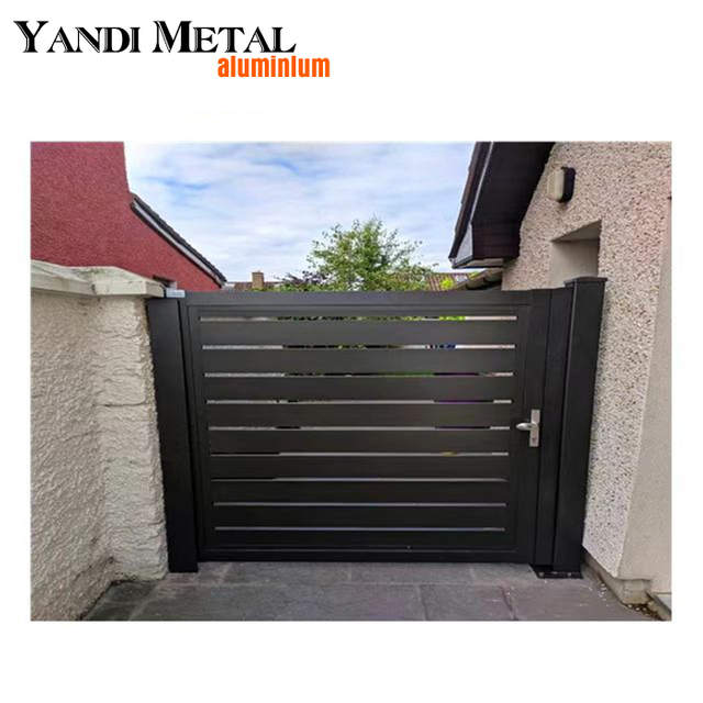 Puerta única decorativa de aluminio, muro delimitador, puerta de entrada de aluminio, puerta principal, puerta corrediza eléctrica de aluminio