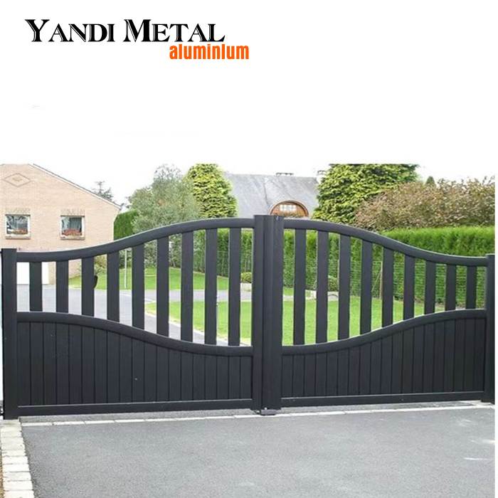Puerta de aluminio decorativa personalizada para entrada de patio, puerta corredera de entrada