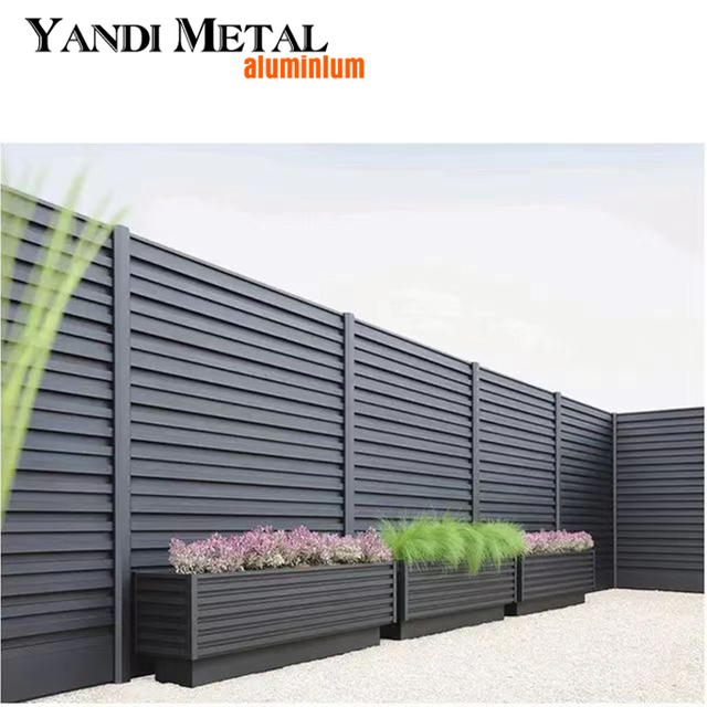 Valla de aluminio para jardín y patio exterior, panel de valla tubular de privacidad de Metal, panel de valla de listones horizontales de aluminio para exteriores