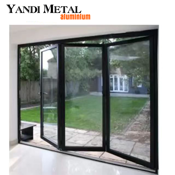 Puertas plegables de aluminio de vidrio templado modernas impermeables con rotura de calor personalizadas para el hogar y el exterior