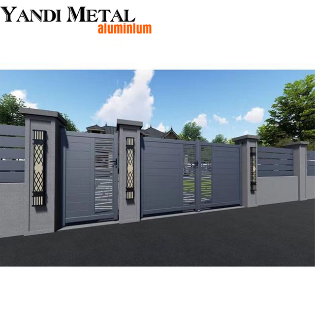 Venta al por mayor de fábrica, combinación 6063/6061/6060 T5, puerta de barandilla de aluminio, puerta de valla