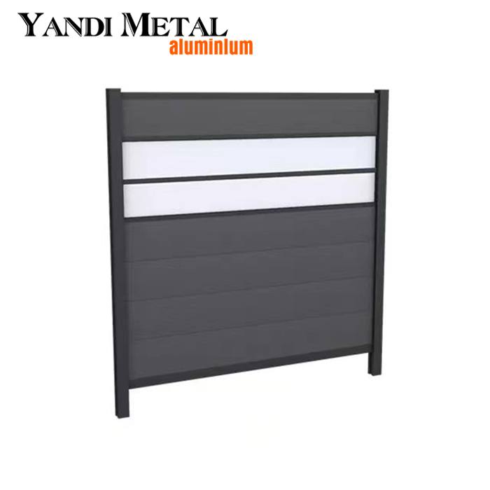 Valla compuesta de madera y plástico de alto estándar, panel de poste de aluminio, panel de pared, valla de jardín para exteriores