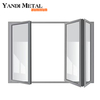Ventana de aleación de aluminio de vidrio templado barata, tres capas de perfil de aluminio de ventana plegable de vidrio