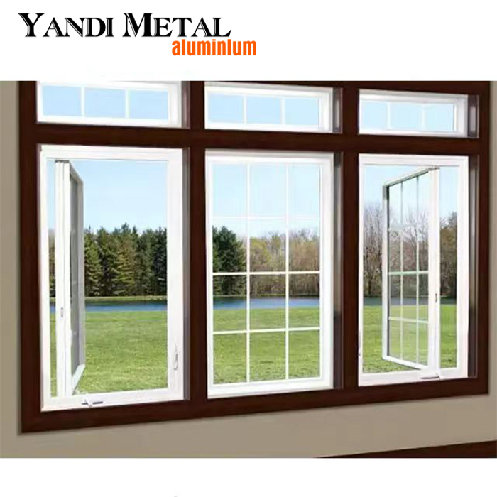Marco de aislamiento residencial Yandi, ventana abatible fija con marco de aluminio metálico de doble acristalamiento